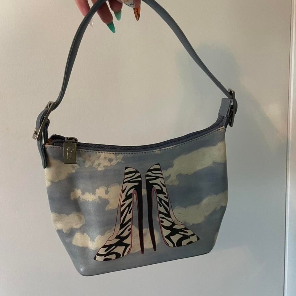 Y2K Kitschy High Heel Leather Purse Hand Painted Leather Clueless Diva 90s